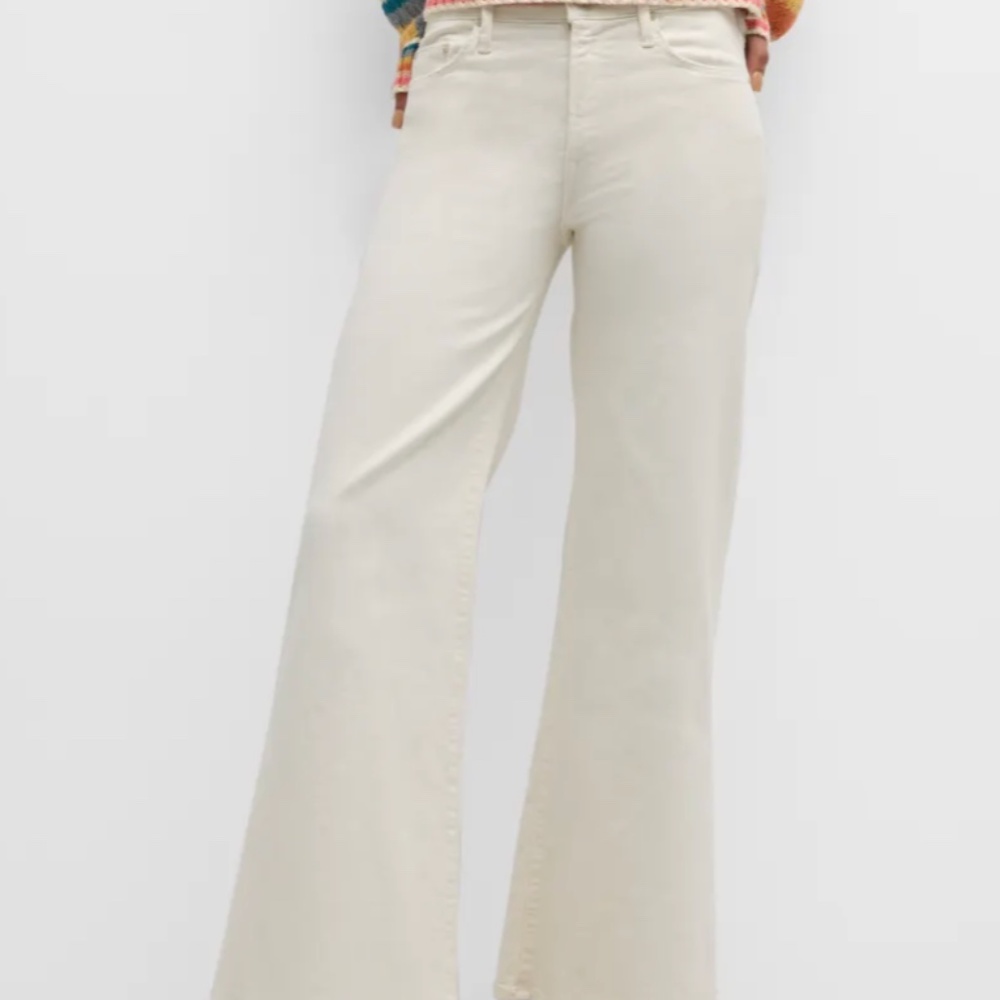 MOTHER "The Twister Skimp" flared-leg jeans in white denim, Size 27, NWT